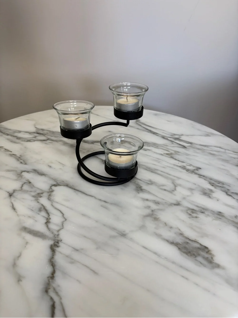 Black 3-Tea Light Spiral Candle Holder
